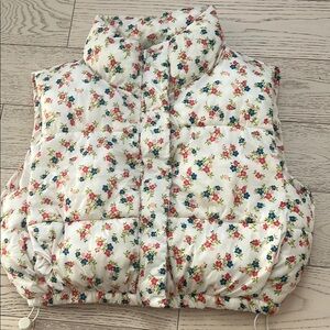 Floral Cropped Puffer Vest